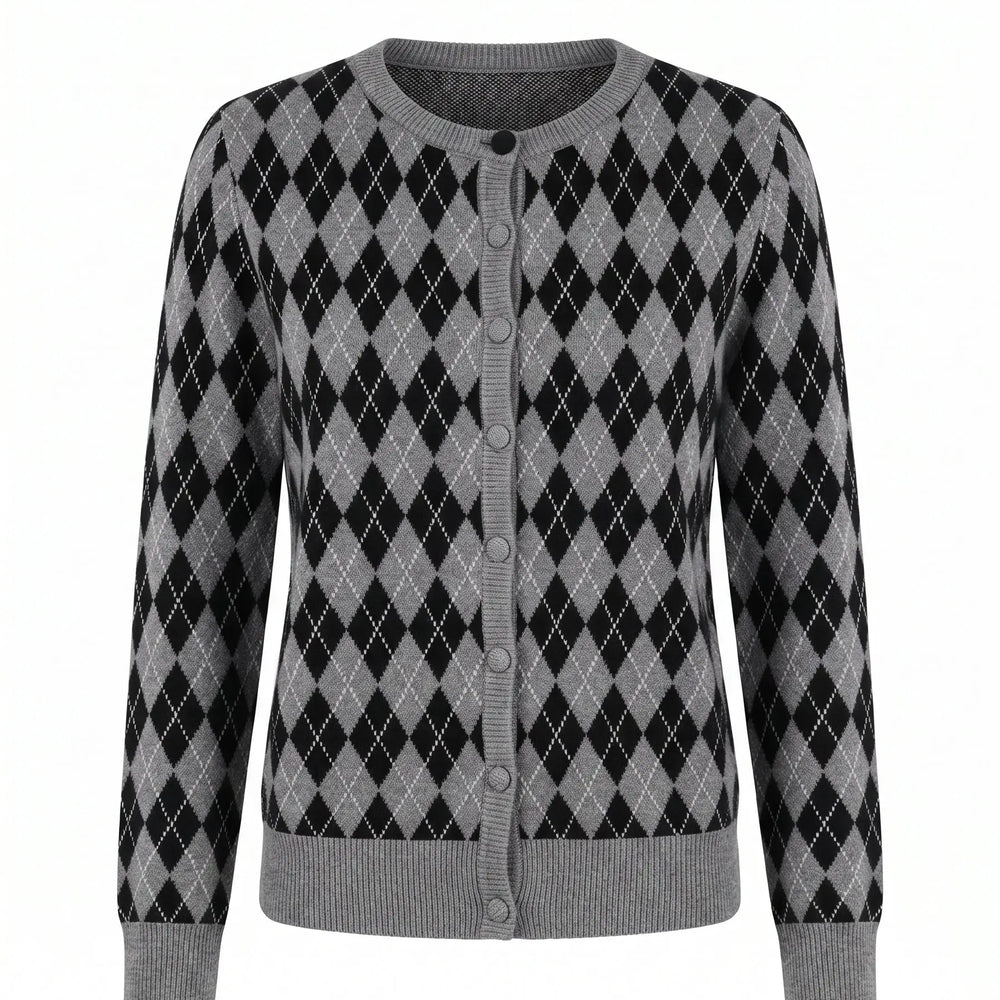 Cardigan girocollo con fantasia a rombi DORABELLA