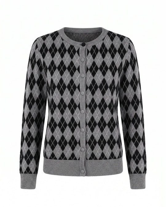 Cardigan girocollo con fantasia a rombi DORABELLA
