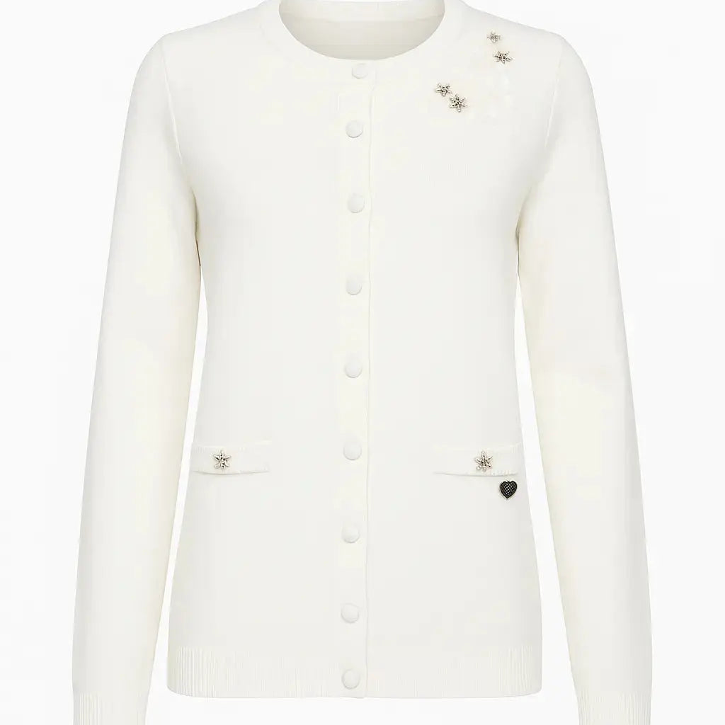 Cardigan girocollo con ricami DORABELLA