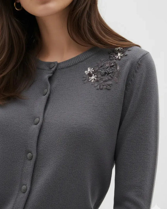Cardigan girocollo con ricami DORABELLA