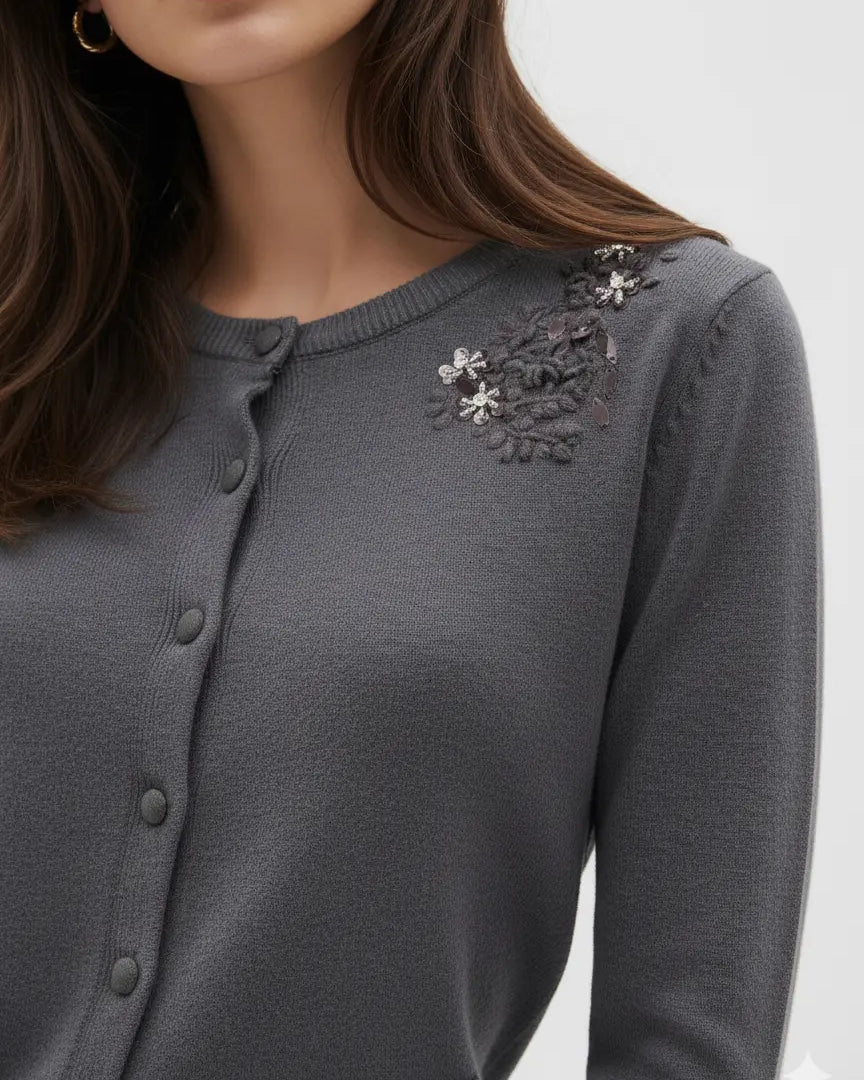 Cardigan girocollo con ricami DORABELLA