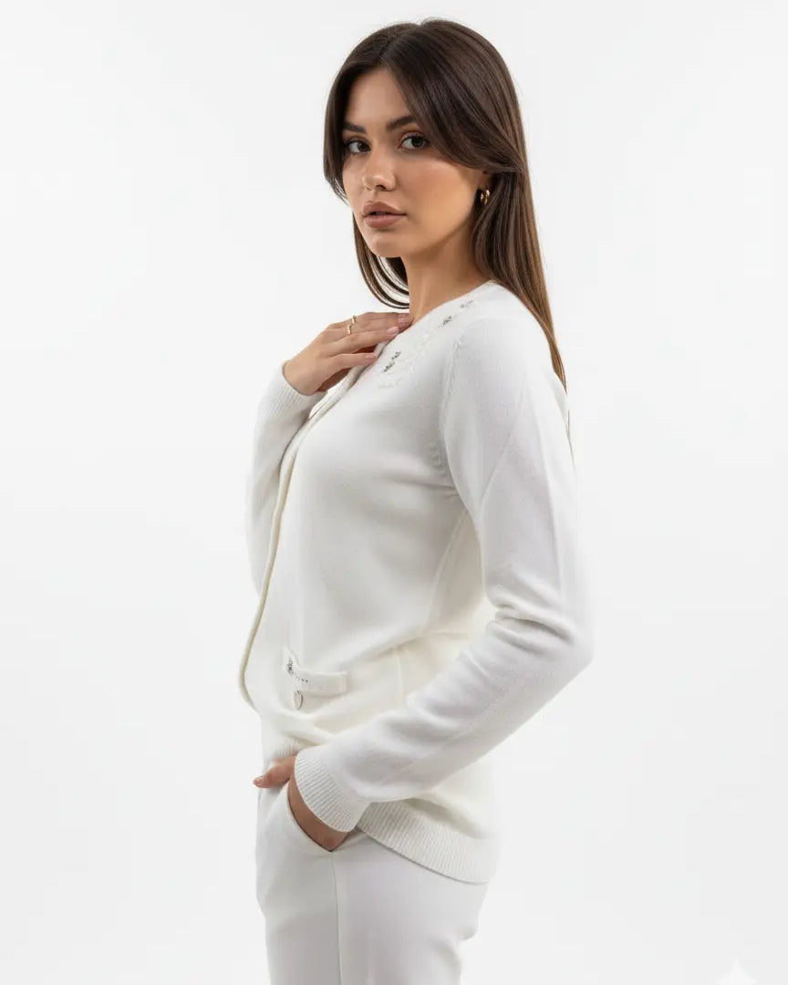 Cardigan girocollo con ricami DORABELLA