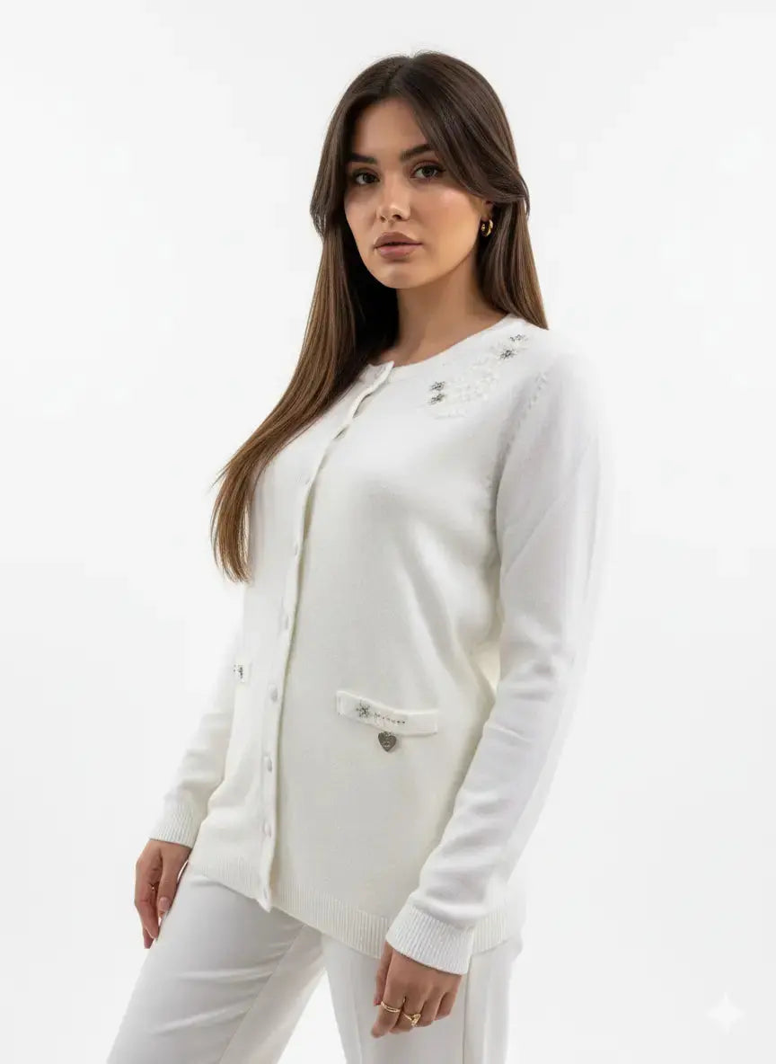 Cardigan girocollo con ricami DORABELLA