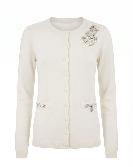 Cardigan girocollo con ricami DORABELLA