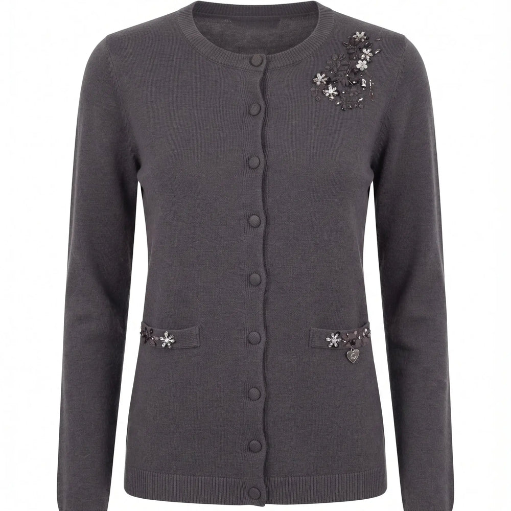 Cardigan girocollo con ricami DORABELLA