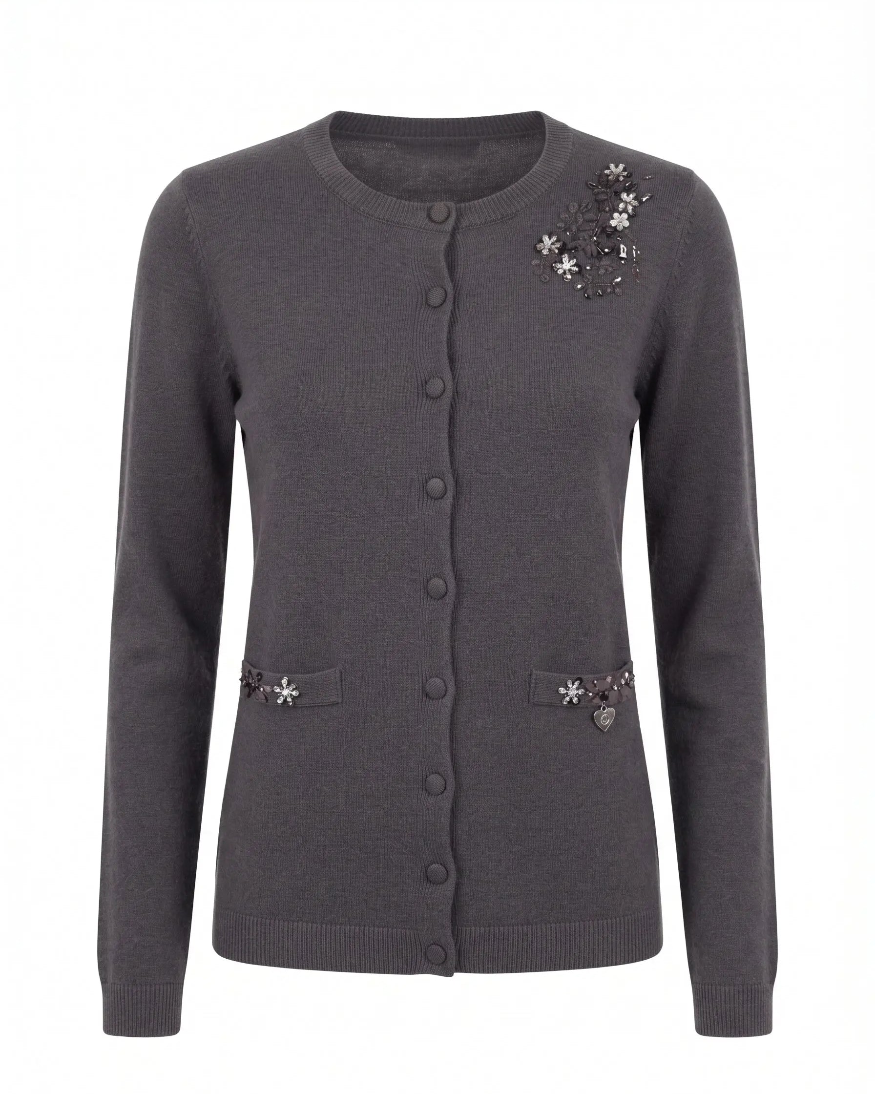 Cardigan girocollo con ricami DORABELLA