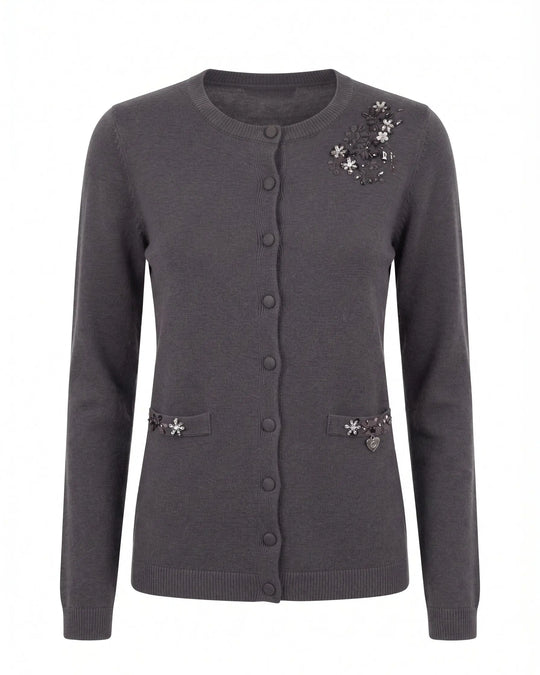 Cardigan girocollo con ricami DORABELLA
