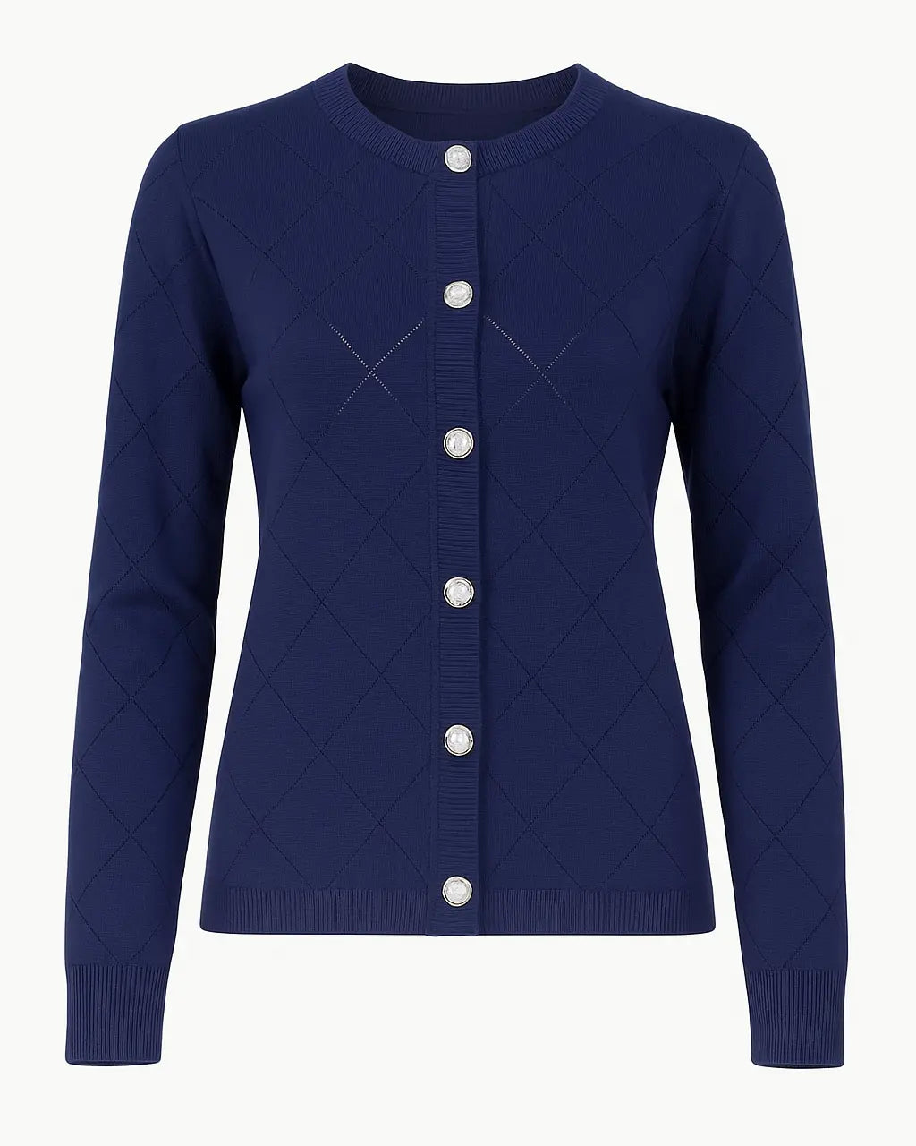 Cardigan girocollo con rombi traforati DORABELLA