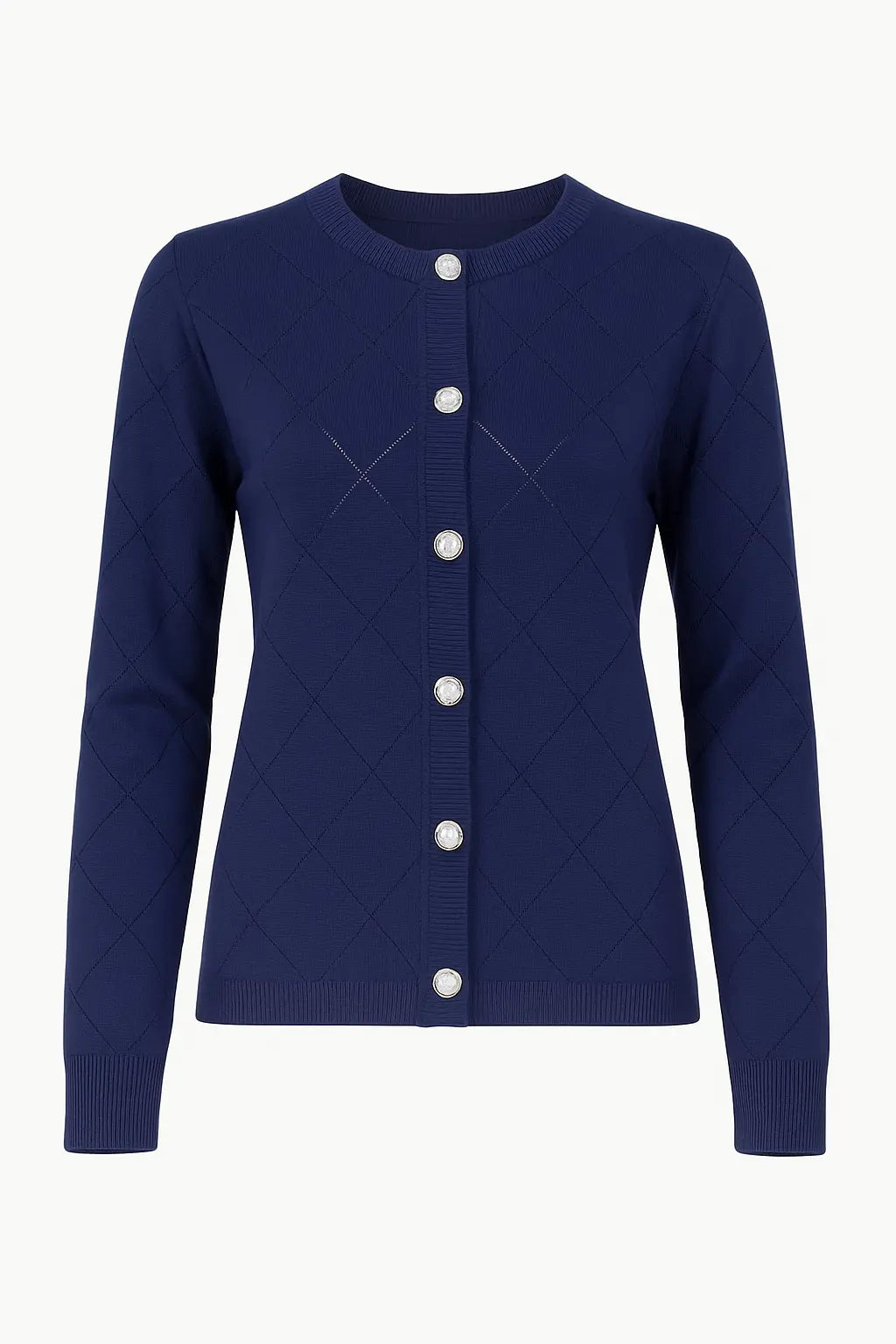 Cardigan girocollo con rombi traforati DORABELLA