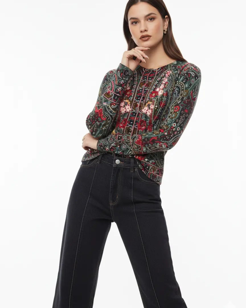 Cardigan girocollo fantasia DORABELLA