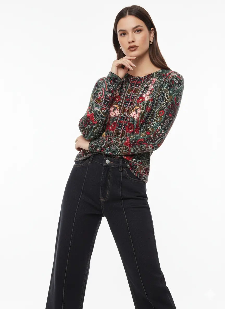 Cardigan girocollo fantasia DORABELLA