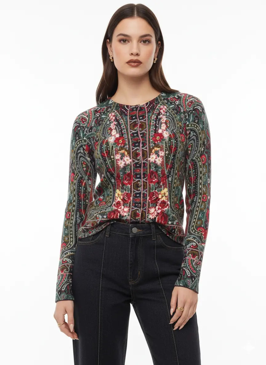 Cardigan girocollo fantasia DORABELLA