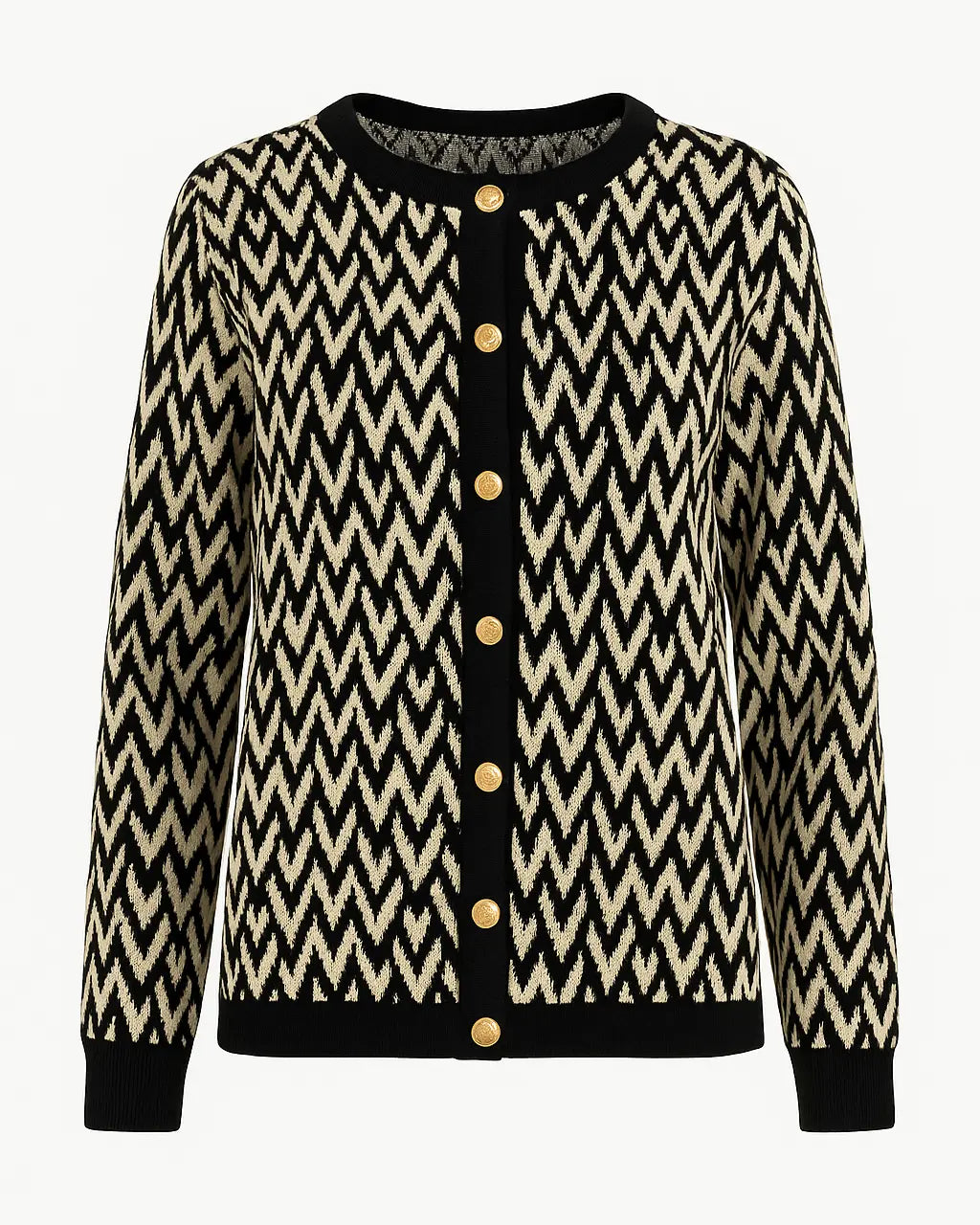 Cardigan girocollo fantasia con profili a contrasto DORABELLA