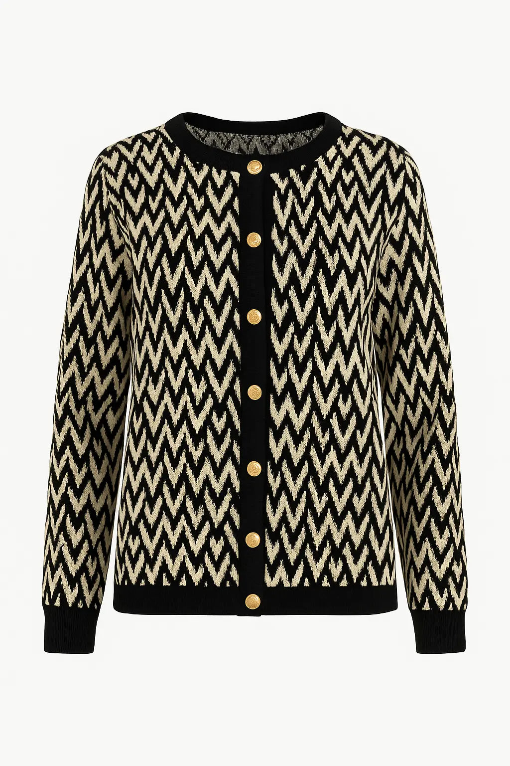 Cardigan girocollo fantasia con profili a contrasto DORABELLA