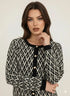 Cardigan girocollo fantasia con profili a contrasto DORABELLA