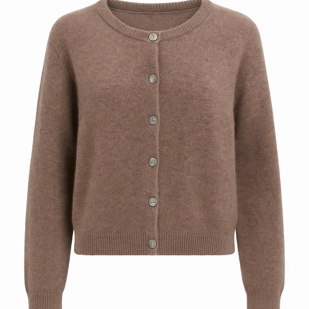 Cardigan girocollo in misto baby alpaca UNICA by Ironica Taglia unica (44/46 o M/L) / Caffè