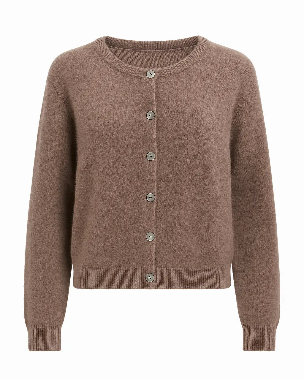 Cardigan girocollo in misto baby alpaca UNICA by Ironica Taglia unica (44/46 o M/L) / Caffè