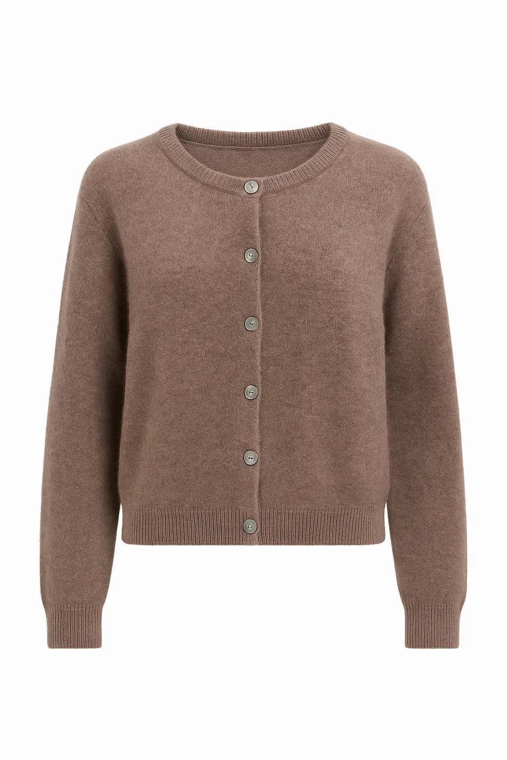 Cardigan girocollo in misto baby alpaca UNICA by Ironica Taglia unica (44/46 o M/L) / Caffè