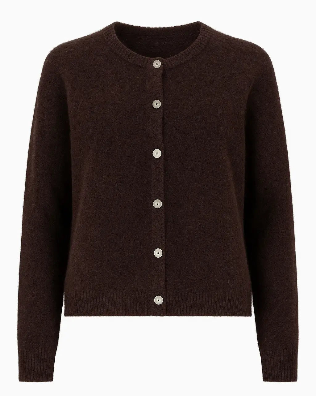Cardigan girocollo in misto baby alpaca UNICA by Ironica Taglia unica (44/46 o M/L) / Cacao