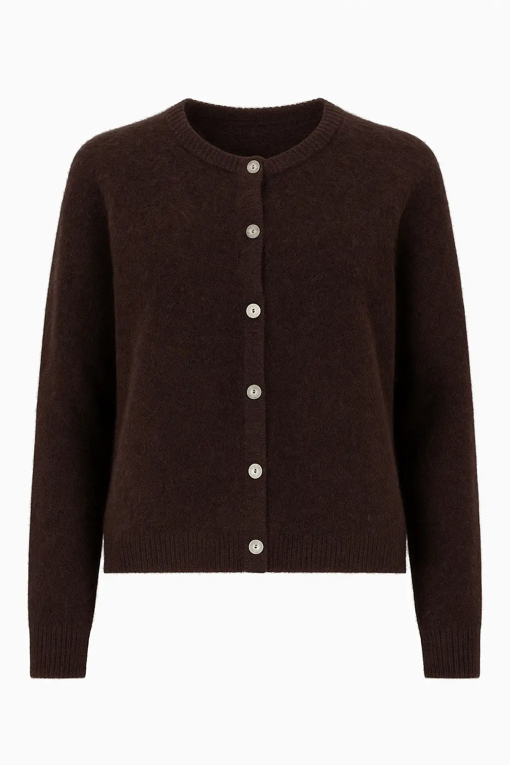 Cardigan girocollo in misto baby alpaca UNICA by Ironica Taglia unica (44/46 o M/L) / Cacao