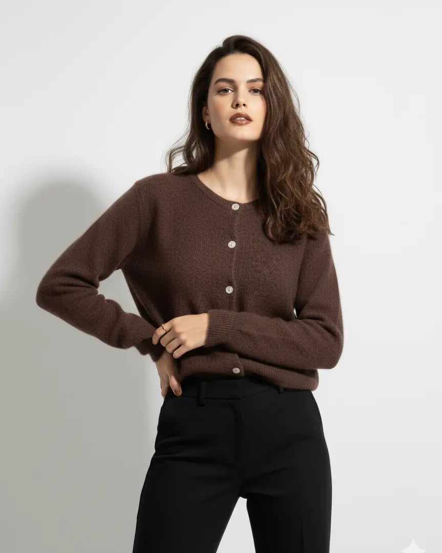 Cardigan girocollo in misto baby alpaca UNICA by Ironica