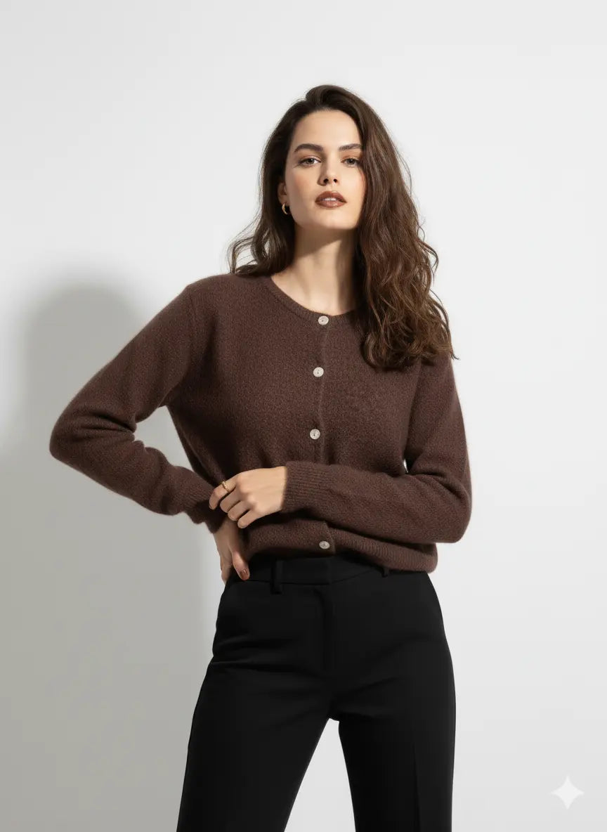 Cardigan girocollo in misto baby alpaca UNICA by Ironica