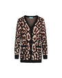 Cardigan in jacquard animalier con contrasti a tinta unita e bottoni gioiello ANIMALIER DORABELLA