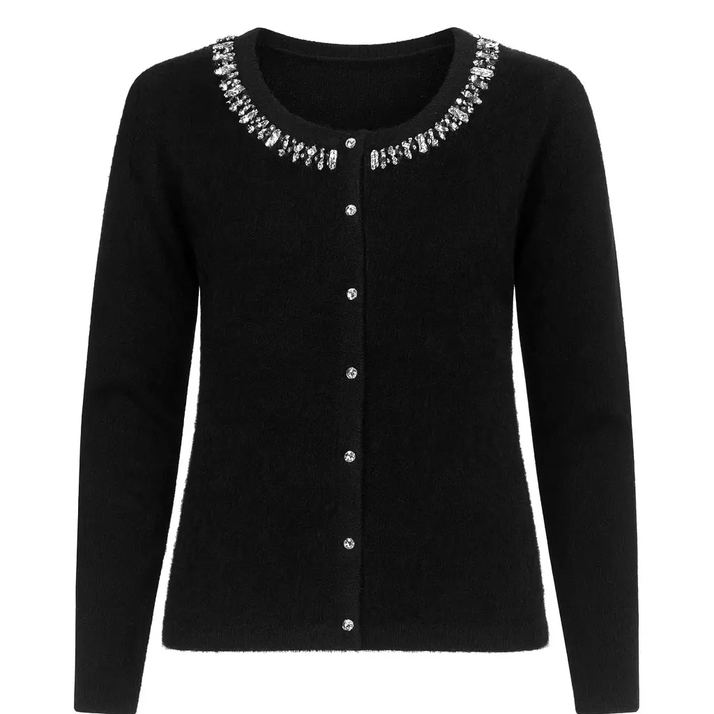 Cardigan in pelliccia con applicazioni DORABELLA XL / Nero