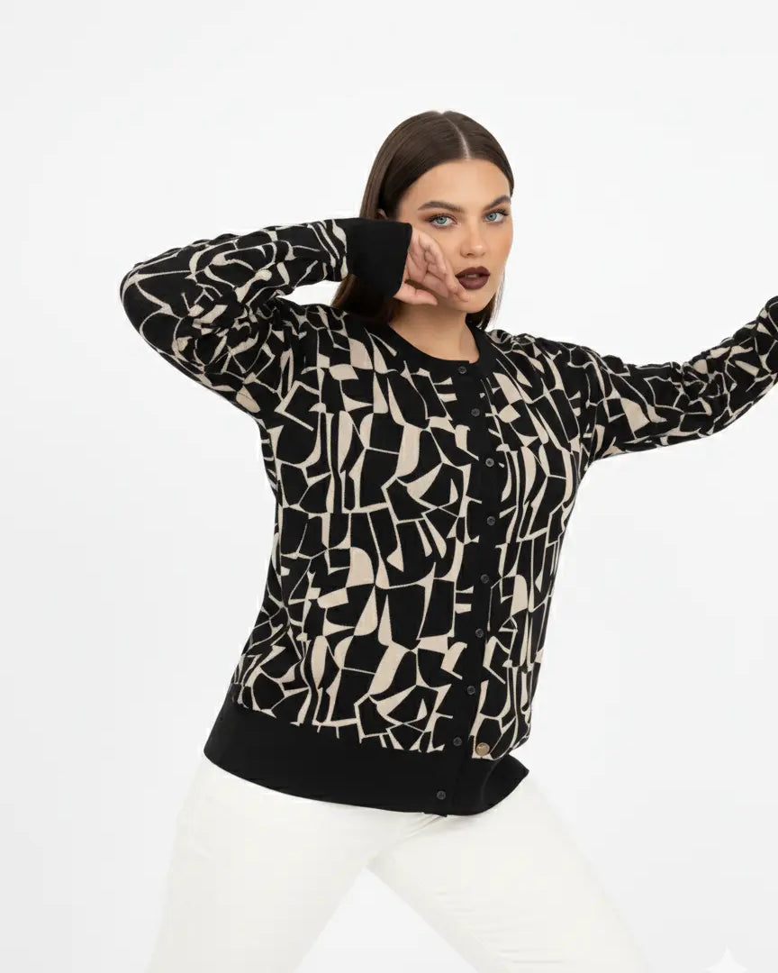 Cardigan jacquard con profili in tinta unita DORABELLA PIU'