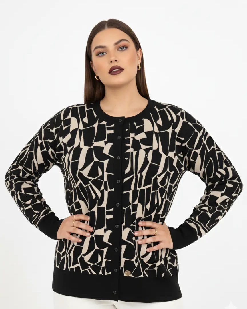 Cardigan jacquard con profili in tinta unita DORABELLA PIU'