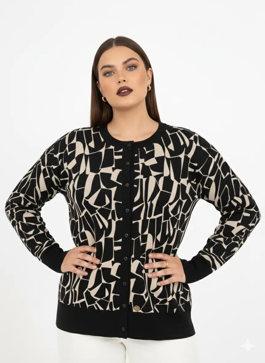 Cardigan jacquard con profili in tinta unita DORABELLA PIU'