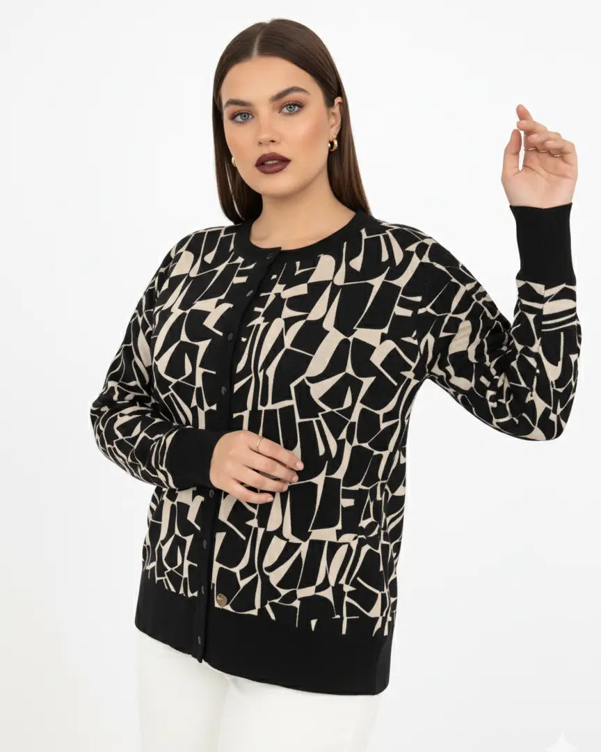 Cardigan jacquard con profili in tinta unita DORABELLA PIU'