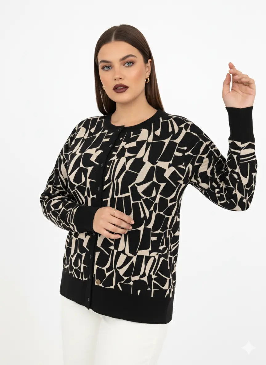 Cardigan jacquard con profili in tinta unita DORABELLA PIU'