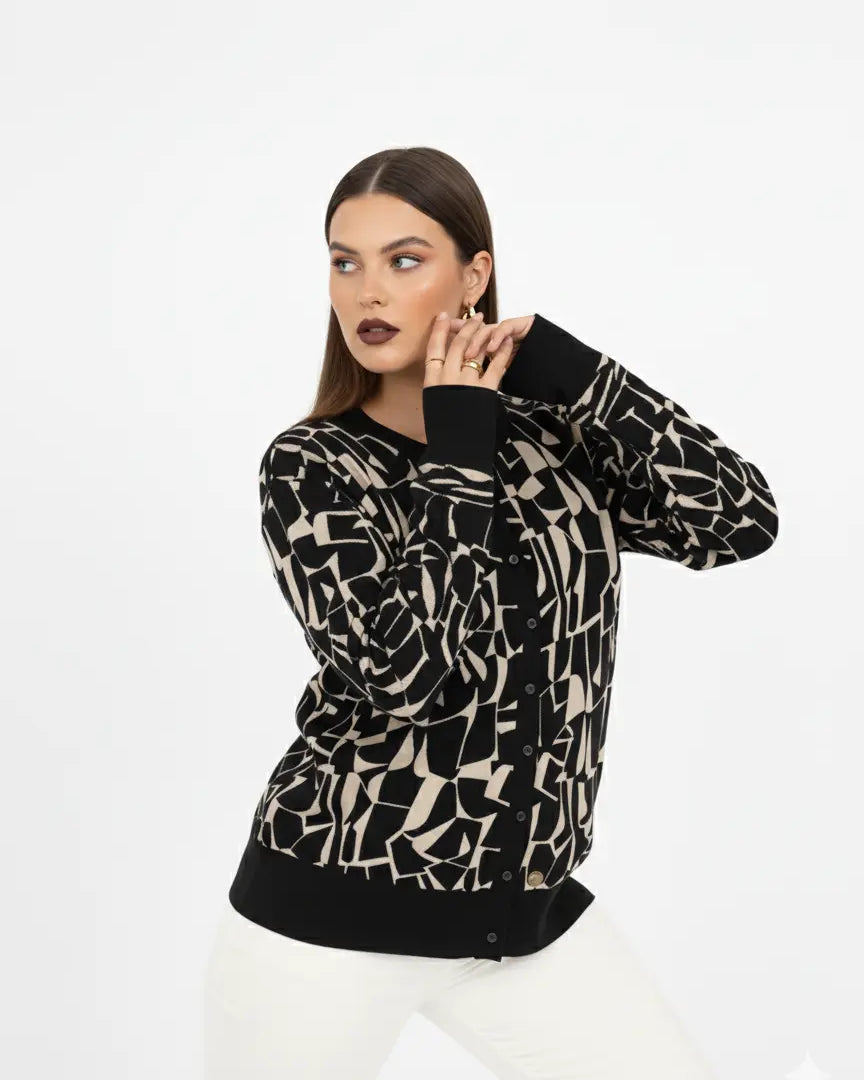 Cardigan jacquard con profili in tinta unita DORABELLA PIU'