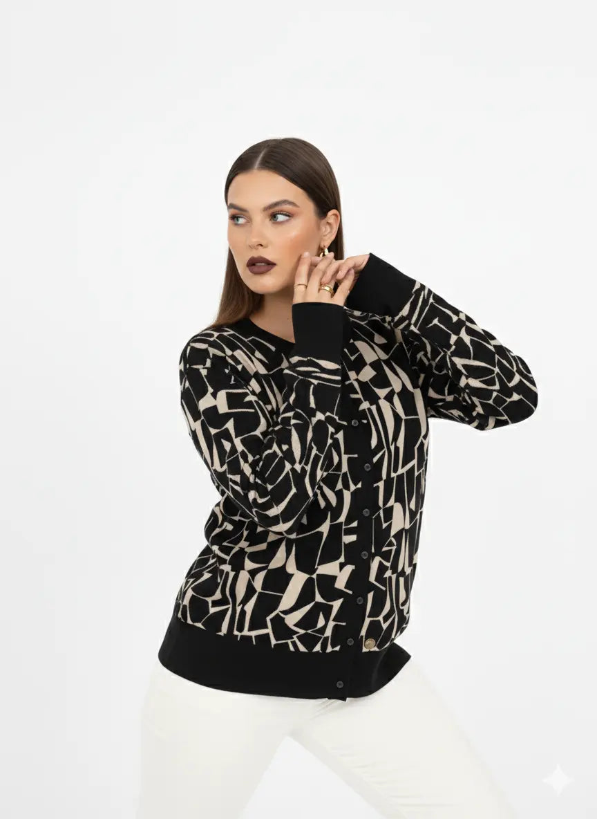 Cardigan jacquard con profili in tinta unita DORABELLA PIU'