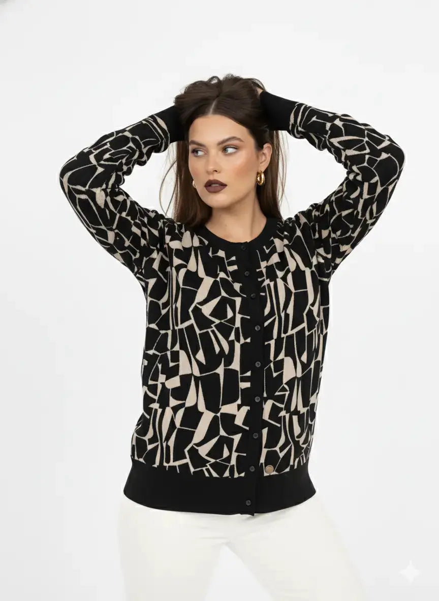 Cardigan jacquard con profili in tinta unita DORABELLA PIU'