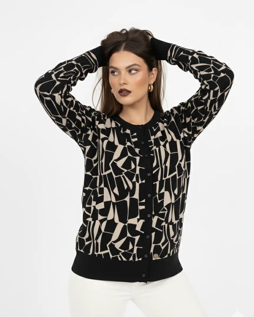 Cardigan jacquard con profili in tinta unita DORABELLA PIU'