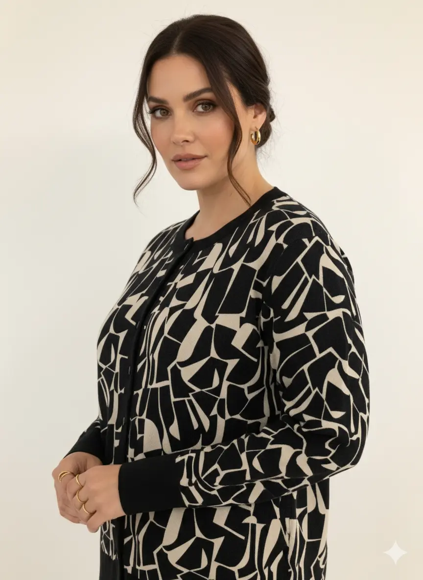 Cardigan jacquard con profili in tinta unita DORABELLA PIU'