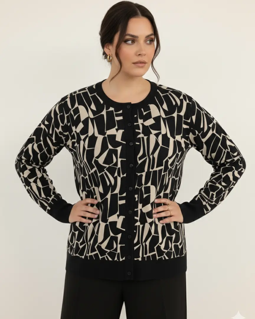 Cardigan jacquard con profili in tinta unita DORABELLA PIU'