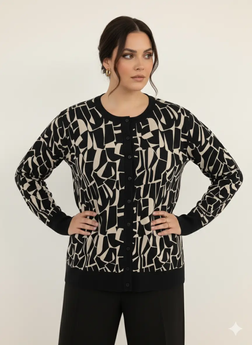 Cardigan jacquard con profili in tinta unita DORABELLA PIU'