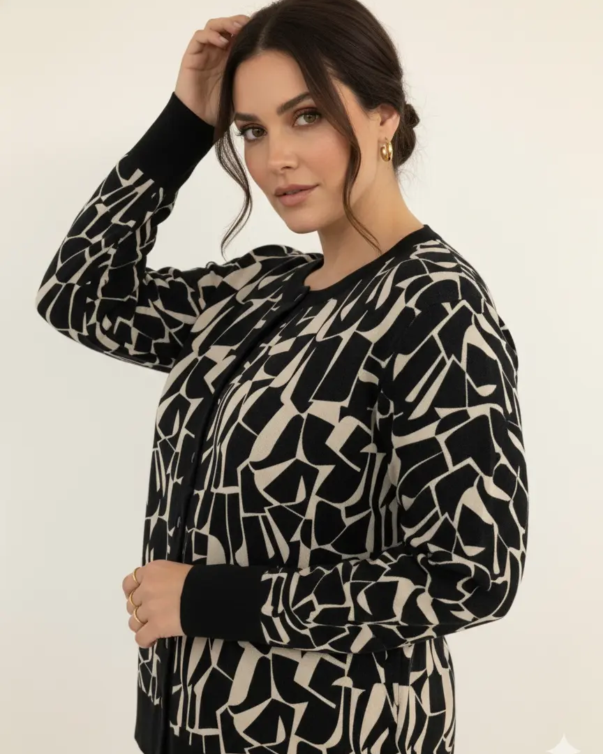 Cardigan jacquard con profili in tinta unita DORABELLA PIU'