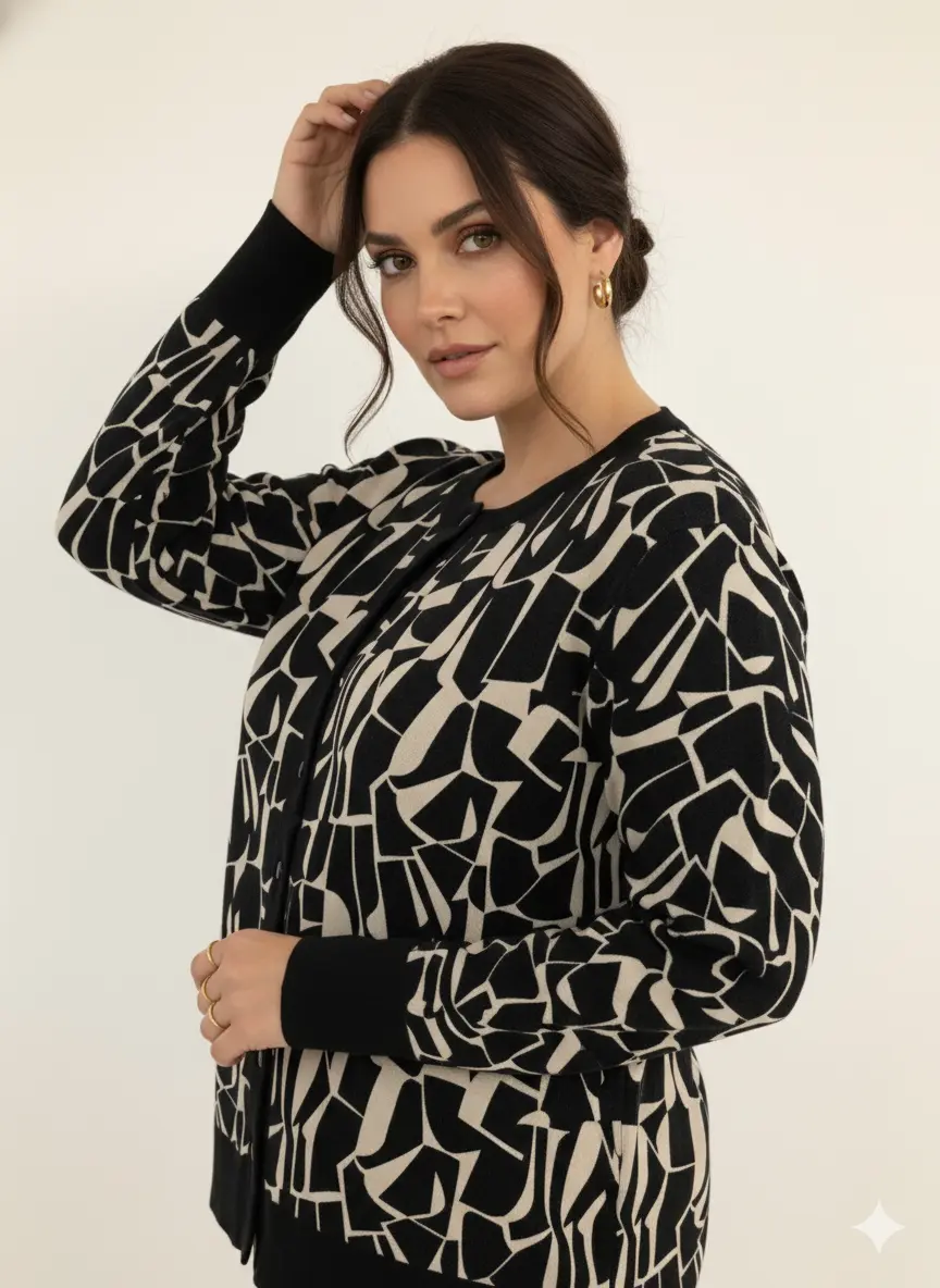 Cardigan jacquard con profili in tinta unita DORABELLA PIU'