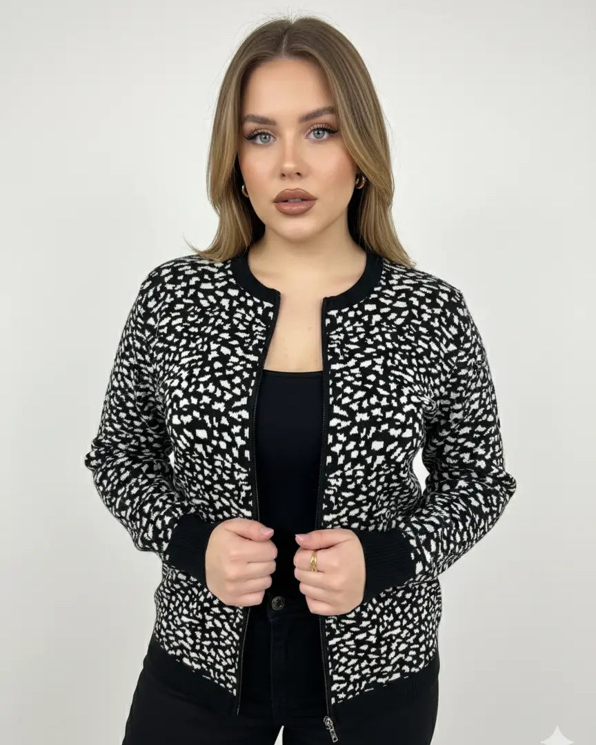 Cardigan jacquard con zip DORABELLA PIU'