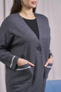 Cardigan monopetto a taglio vivo con tasche ANTRACITE IRONICA