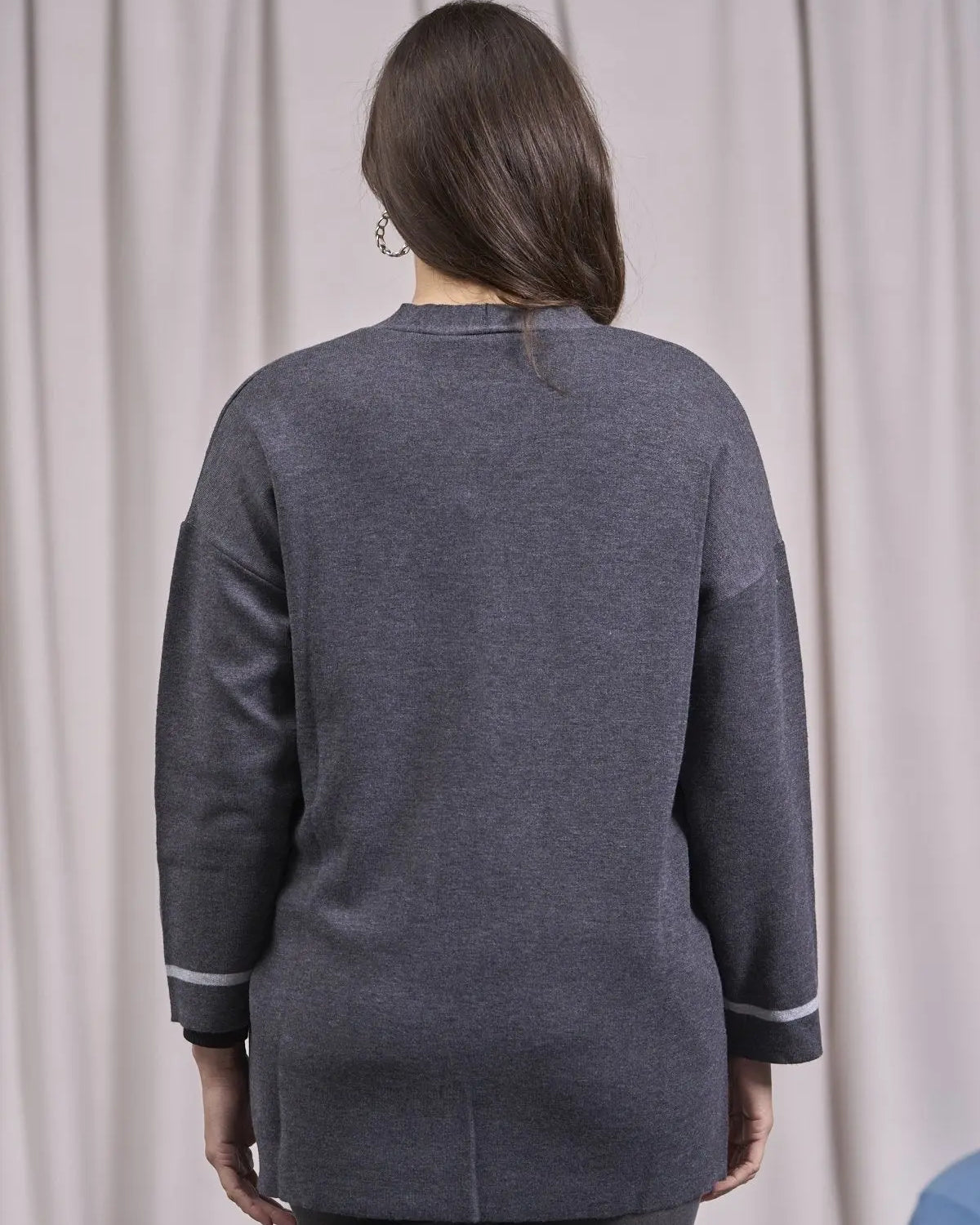 Cardigan monopetto a taglio vivo con tasche ANTRACITE IRONICA