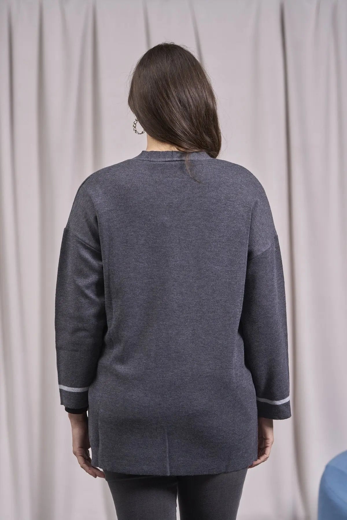 Cardigan monopetto a taglio vivo con tasche ANTRACITE IRONICA