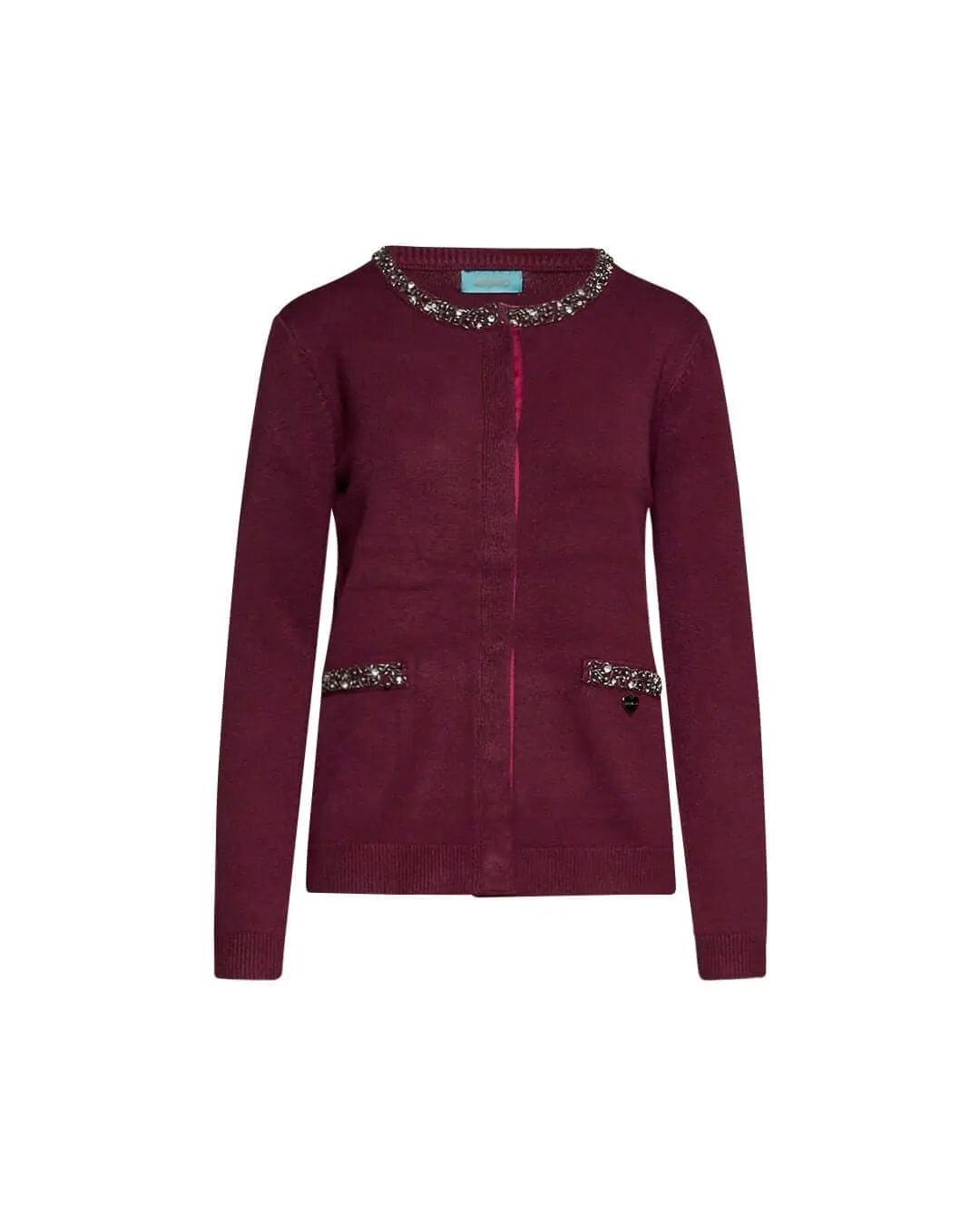 Cardigan nero monopetto con dettagli gioiello BORDEAUX DORABELLA