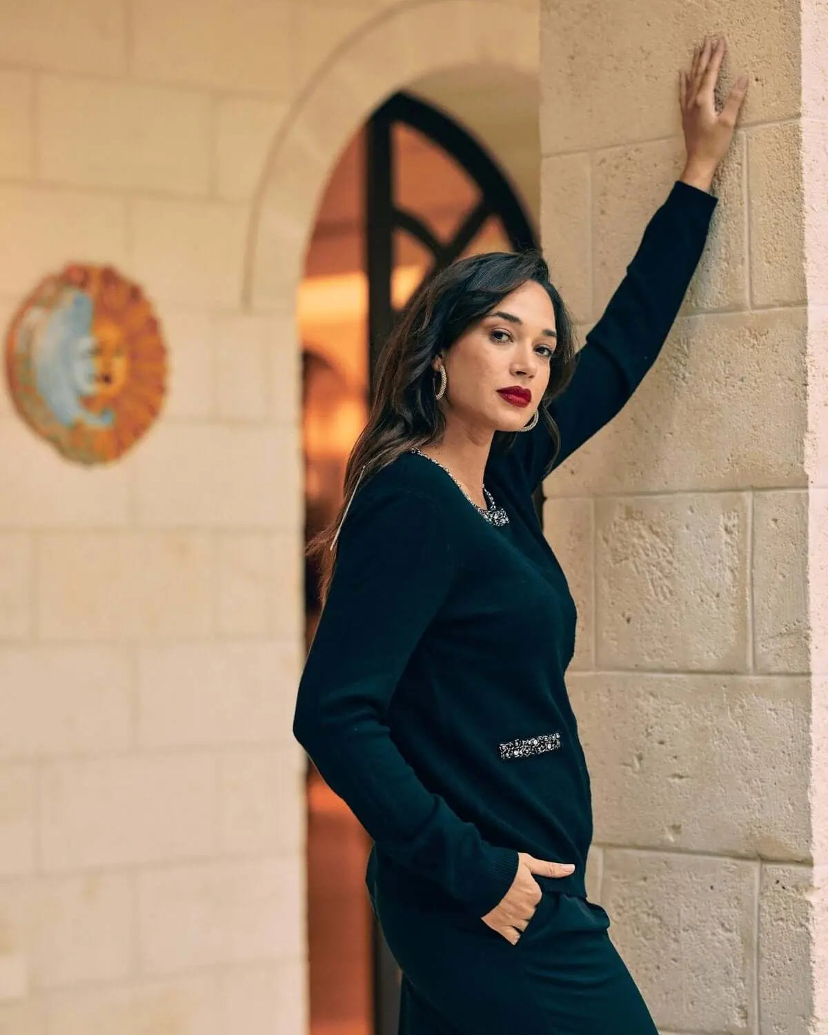 Cardigan nero monopetto con dettagli gioiello NERO DORABELLA XL