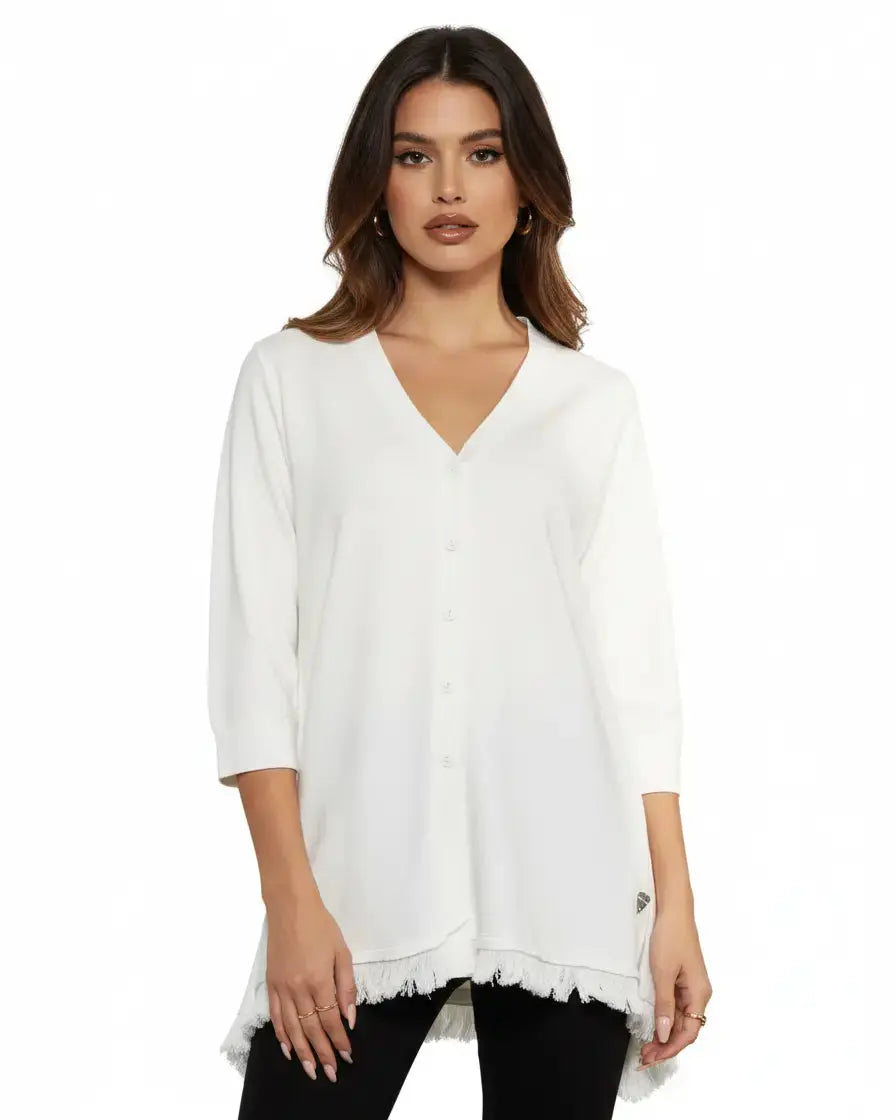 Cardigan over con frange OFF WHITE DORABELLA