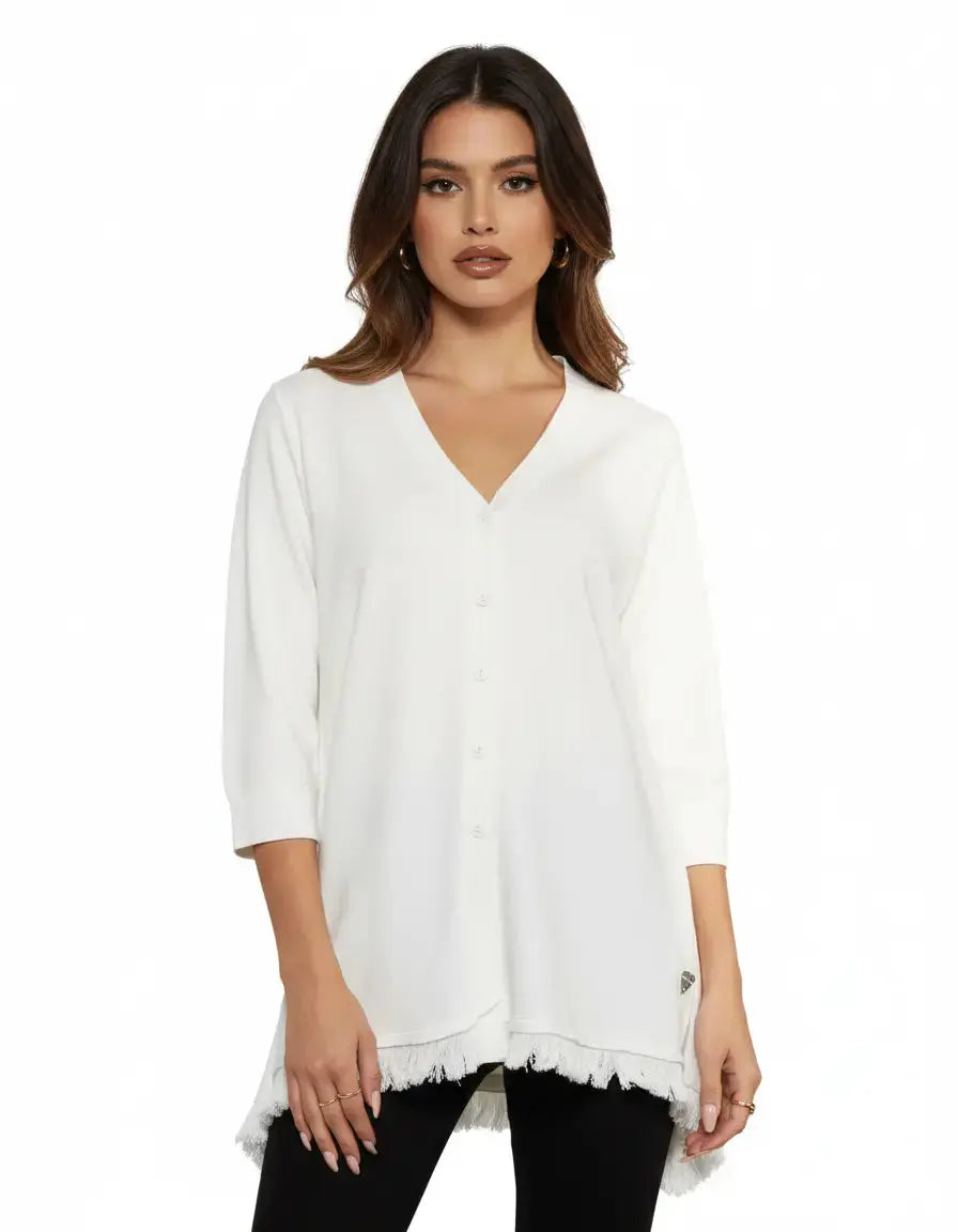 Cardigan over con frange OFF WHITE DORABELLA